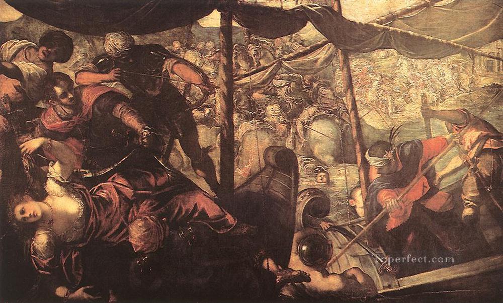 トルコ人とキリスト教徒の戦い イタリア・ルネサンス ティントレット油絵